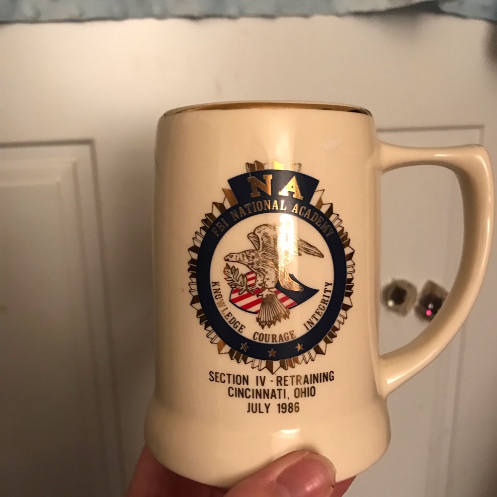 FBI National Academy Beige Commemorative Ceramic Mug 1986 and 1994